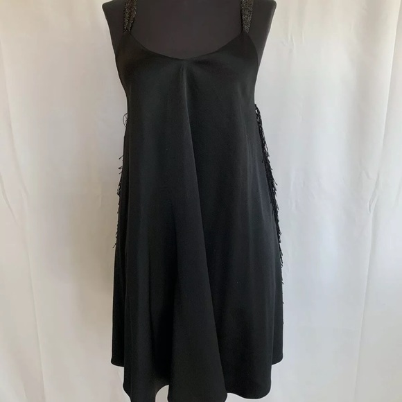Derek Lam 10 Crosby Black Cocktail Dress w/ Fringe - size 0 Extra Small - Picture 1 of 5